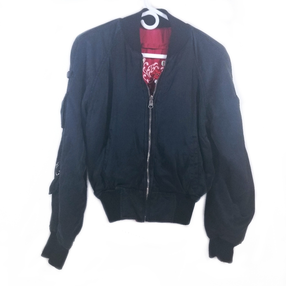 Esther Chen Black Silk Embroidered Bomber Jacket